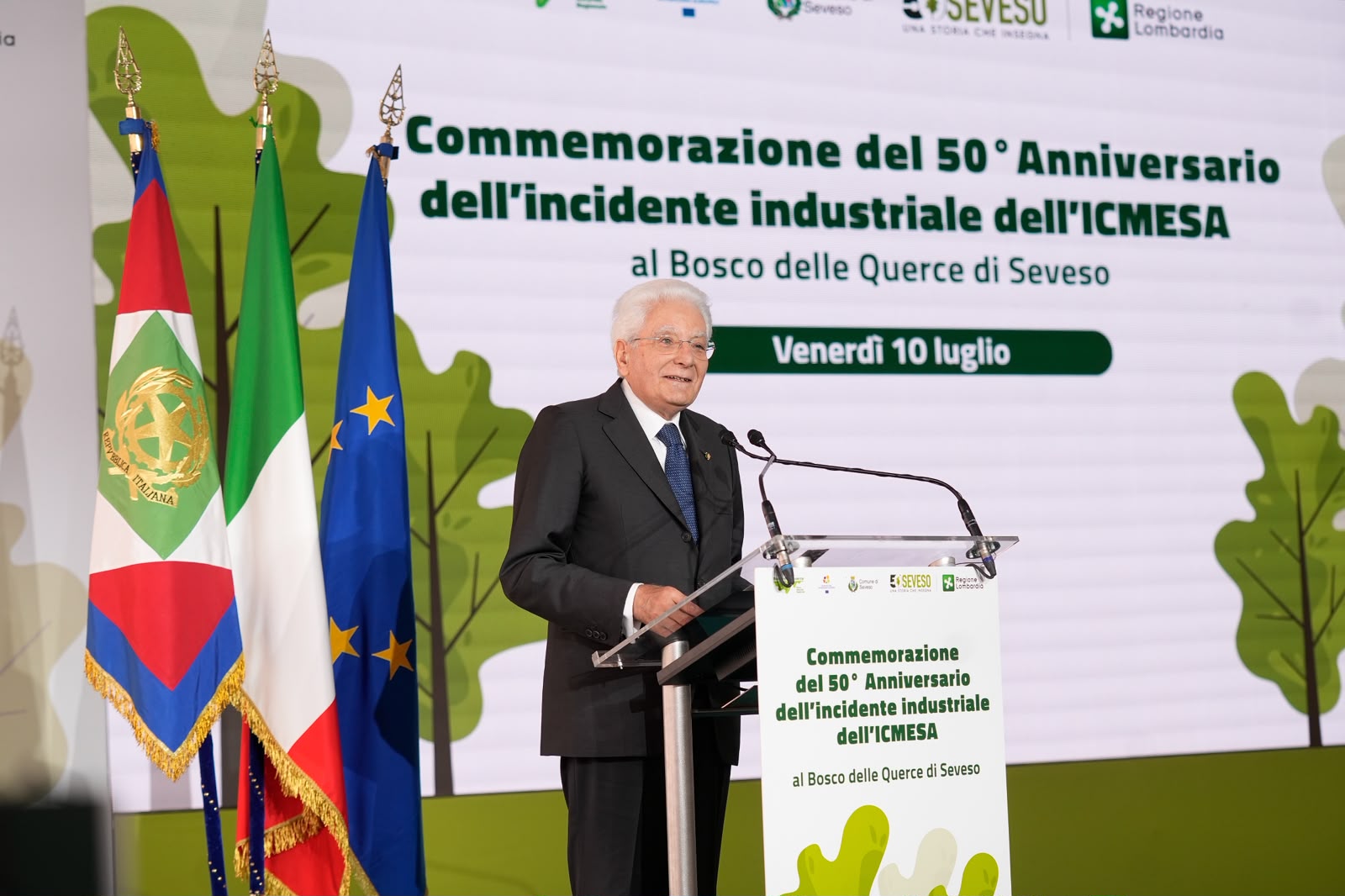 Il presidente Mattarella a Seveso (foto Regione Lombardia)